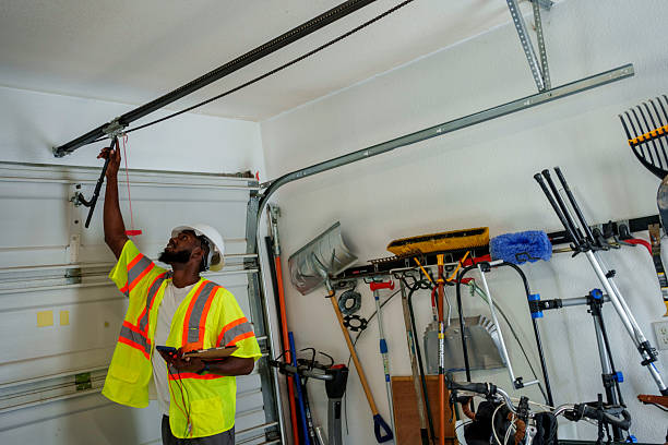 Professional Garage Door Spring Repair technician working in Victoria, MN
